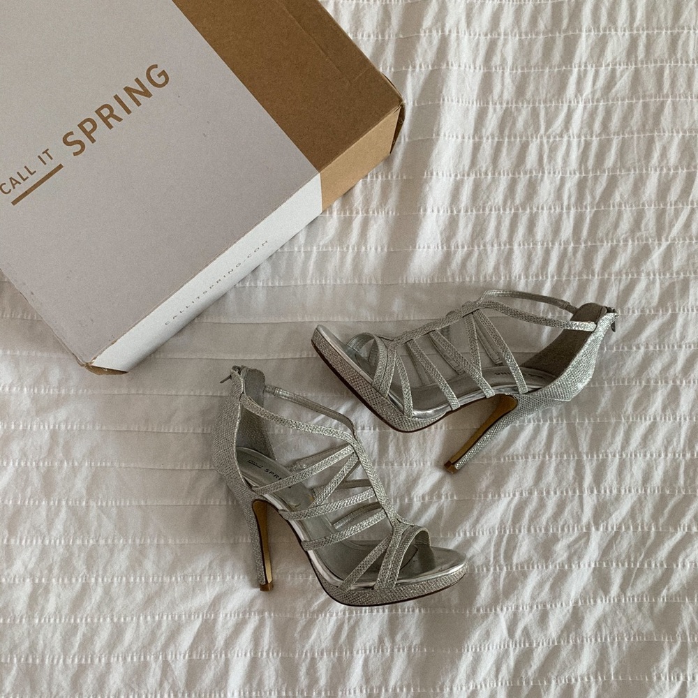 Silver Strappy Heels | Silver Glitter | High Heels